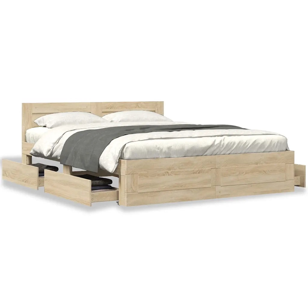 Letto matrimoniale | Letto per adulti | Struttura del letto 2 pcs Sonoma 153 x 203 cm Legno multistrato