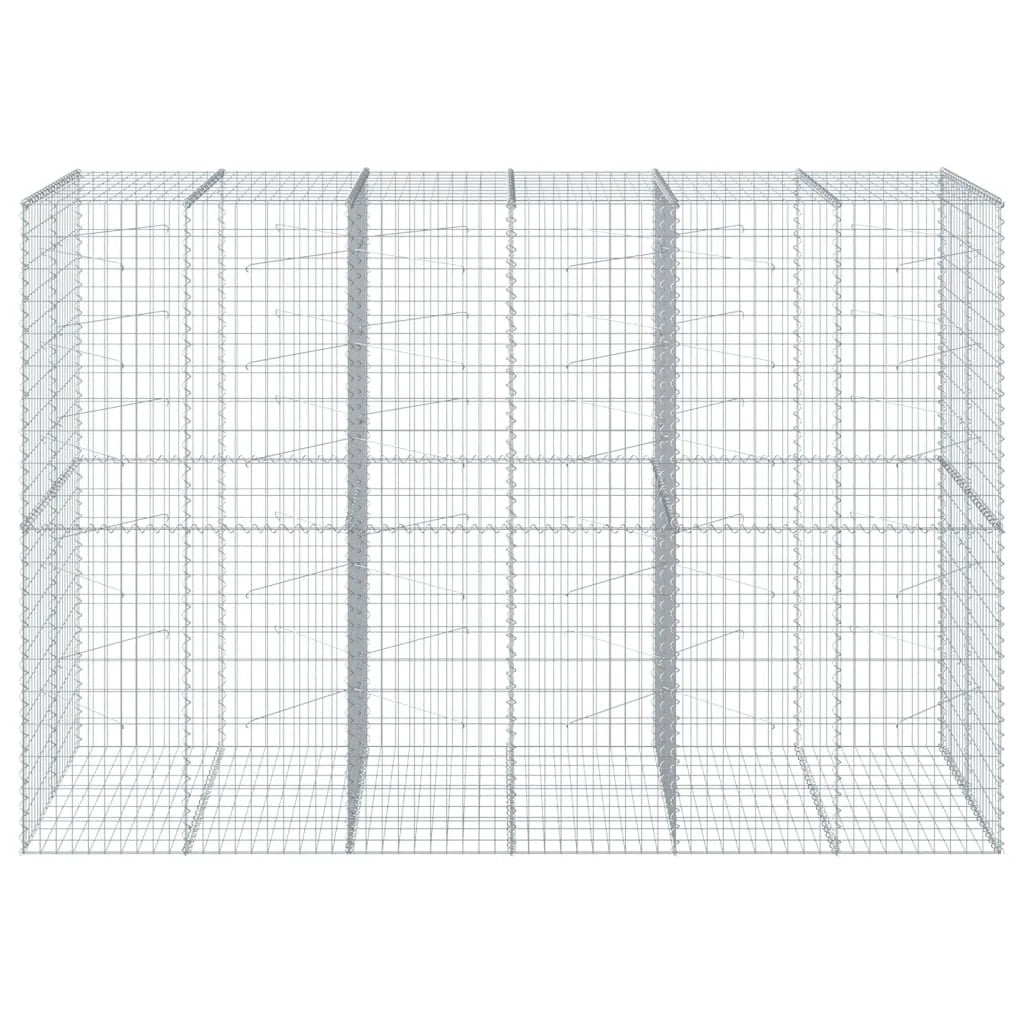 Gabbione recinto a gabbia muro di contenimento con coperchio 300 x 100 x 200 cm ferro zincato argento 02_0040151