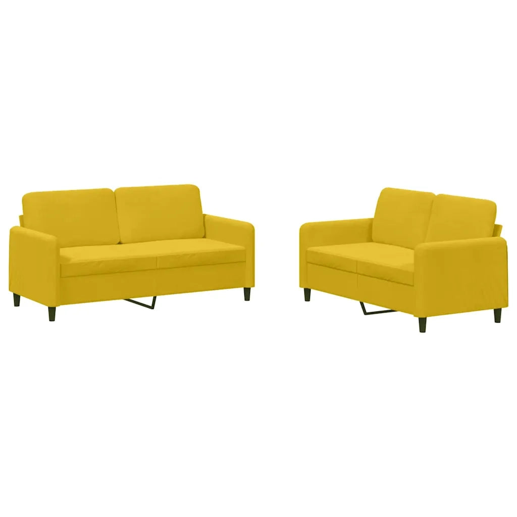 Set di Divani 2 pz Giallo in Velluto