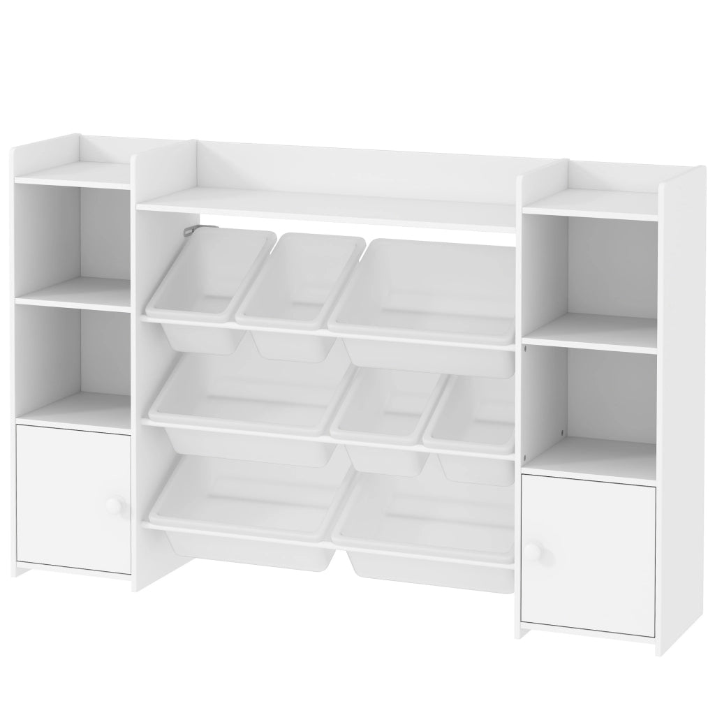 Scaffale portagiochi bambini con 8 cassetti estraibili ¨C Xylo ¨C Legno bianco organizer libreria