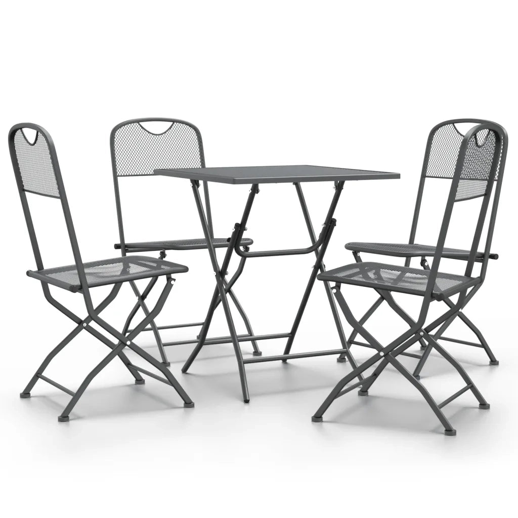 Set da Pranzo per Giardino 5pz | Set Salotto da Giardino Rete Metallica Espansa Antracite