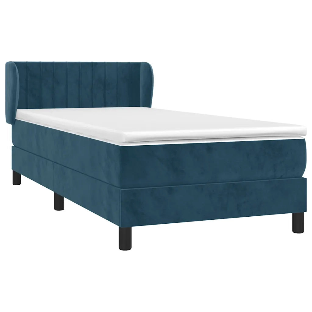 Giroletto a Molle con Materasso-Struttura Letto Blu Scuro 90x200 cm in Velluto 322133