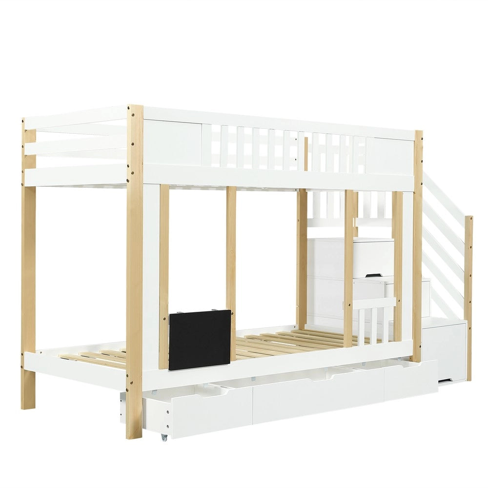 Letto a Castello con Contenitore ¨C MINIMAL ¨C Pino e Multistrato, Bianco, 90x200