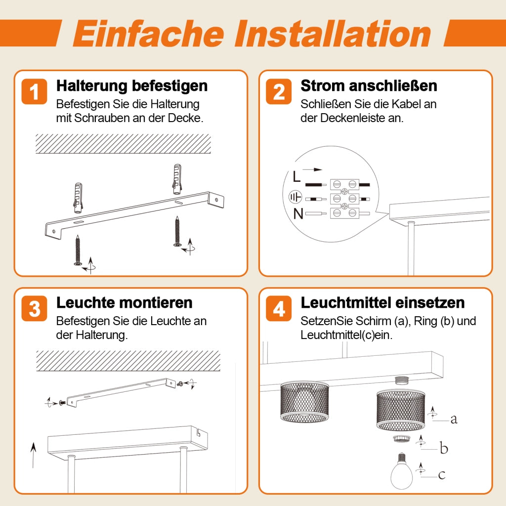 ZMH Lampada da Soffitto Vintage Legno E14 3 Luci Metallo Gitterschirm Industriale per Soggiorno Camera Senza Lampadina