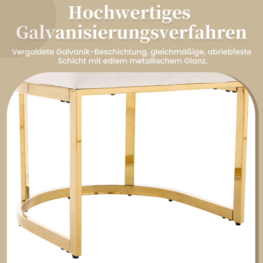 Sedia da sala da pranzo set da 2 in velluto con schienale trapuntato e gambe metalliche beige e oro