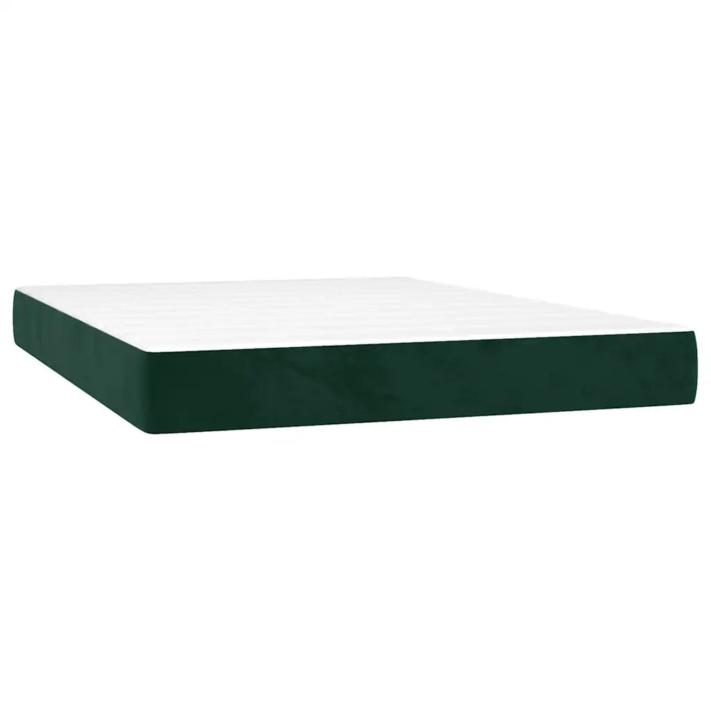 Giroletto a Molle con Materasso Verde Scuro 140x190 cm Velluto 3137902