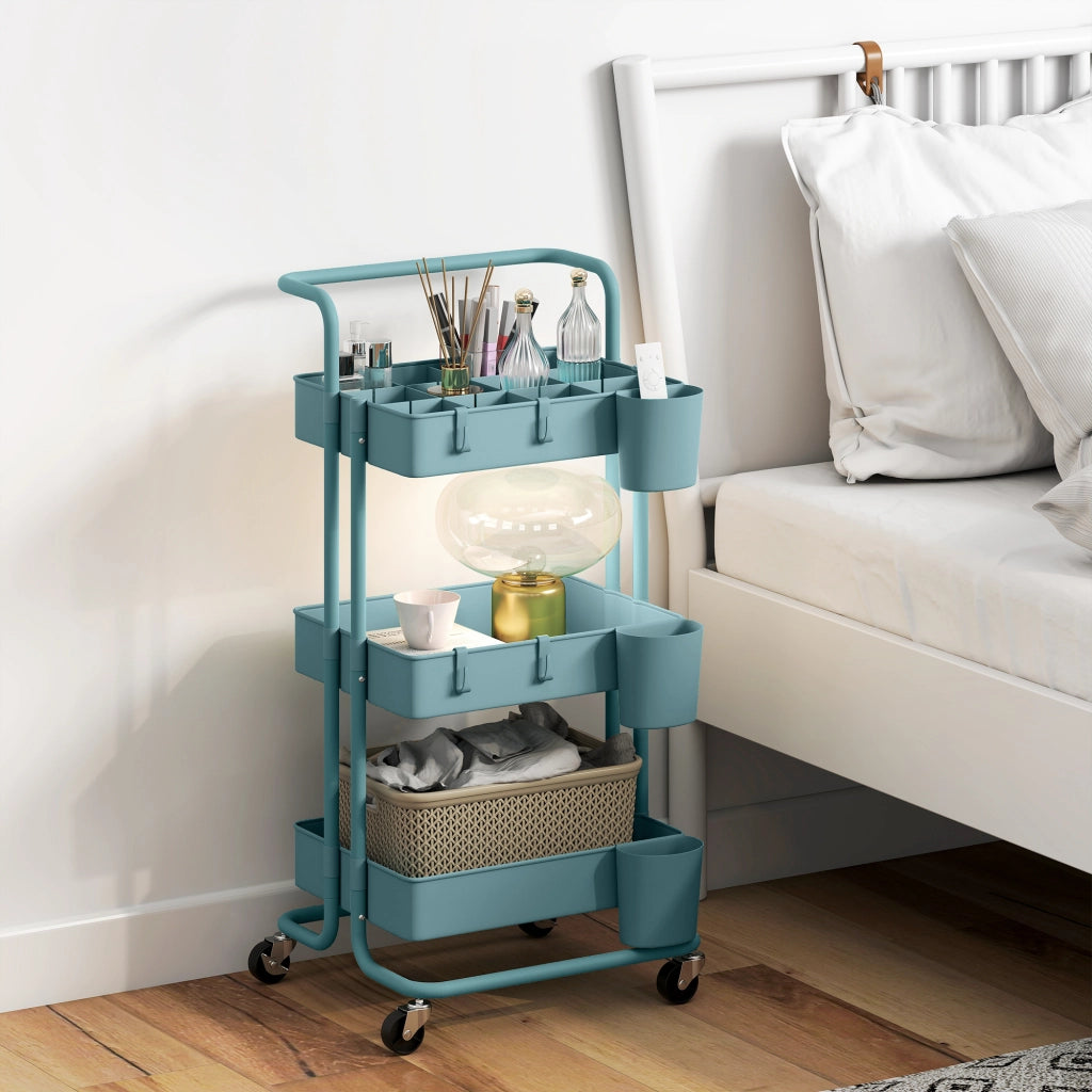 Carrello Portaoggetti Multifunzionale con Ruote e Ganci ¨C Zephmum ¨C Verde 42x38x86.5 cm