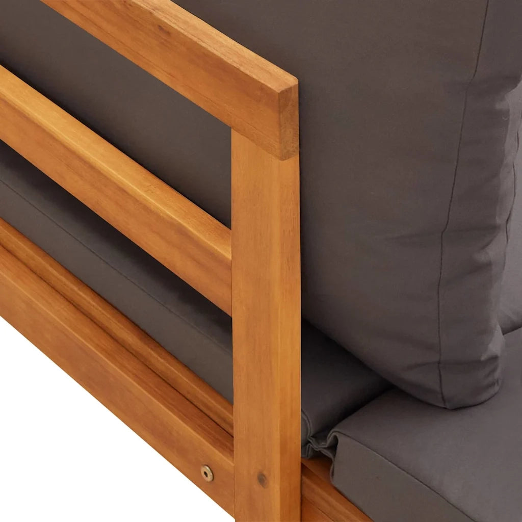 Lettini Prendisole con Cuscini Grigio Scuro 2 pz Legno d'Acacia 3087269