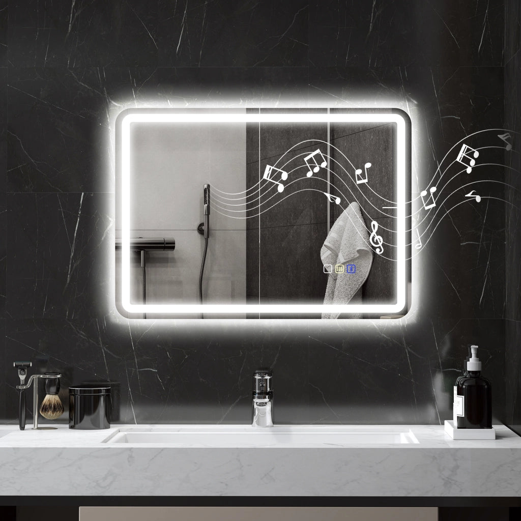 Specchio Bagno con LED ¨C zephmum ¨C Argento 60x30x