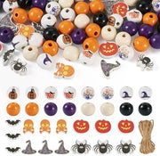 Accessori in legno per decorazione 104 pezzi - decorazioni in legno dipinte - tema Halloween - corda di juta 5m - creazione di accessori da indossare - legno naturale