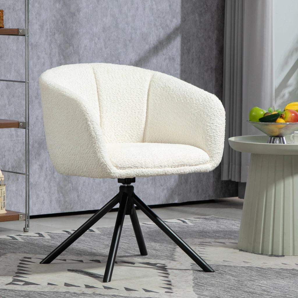 Sedia da pranzo girevole 360¡ã con seduta imbottita ¨C Minimal ¨C 58.5x59x78.5 cm, crema