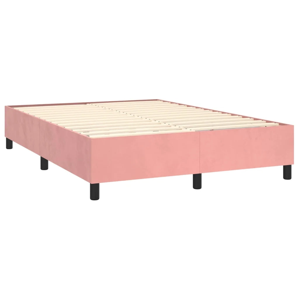 Letto a Molle con Materasso e LED Rosa 140x200 cm in Velluto