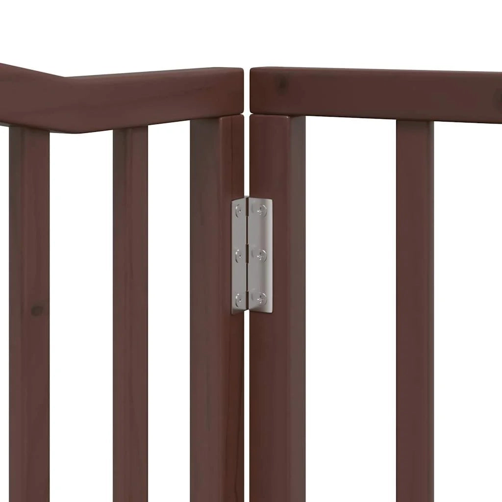 Cancelletto di sicurezza per cani con porta in legno di pioppo a 4 pannelli marrone 02_0023295