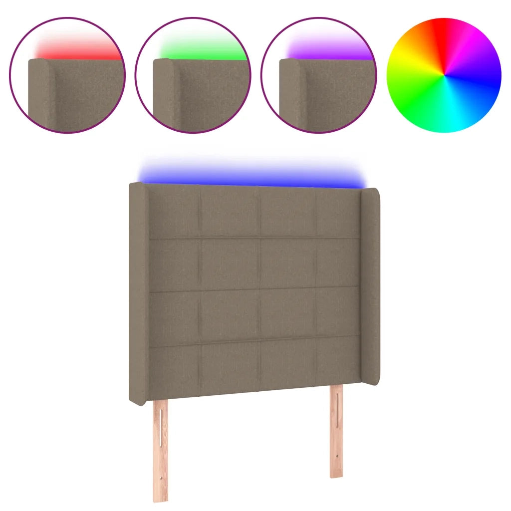 Testiera a LED Tortora 83x16x118/128 cm in Tessuto 3124026
