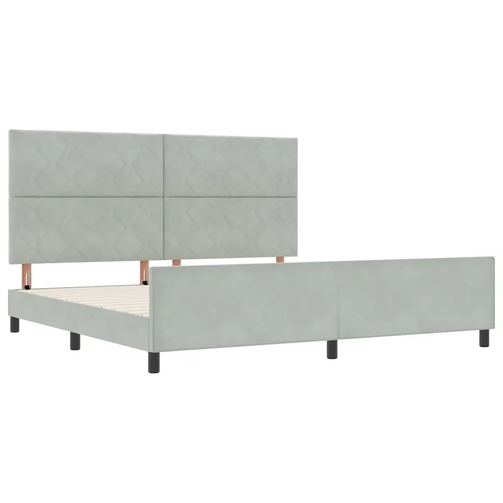 Letto a molle con testiera Grigio chiaro 200 x 200 cm Velluto 3345029