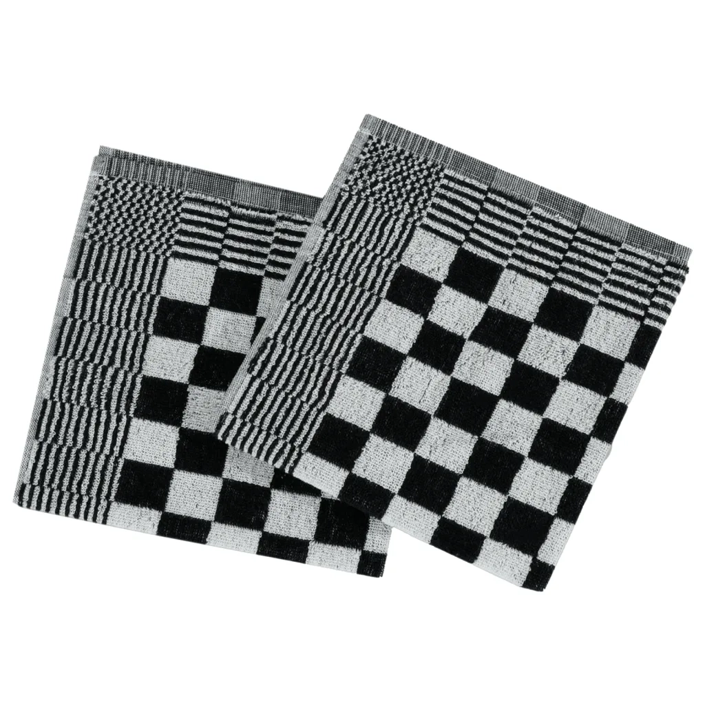 Set Strofinacci 50 pz | Teli per bagno in Cotone Nero e Bianco