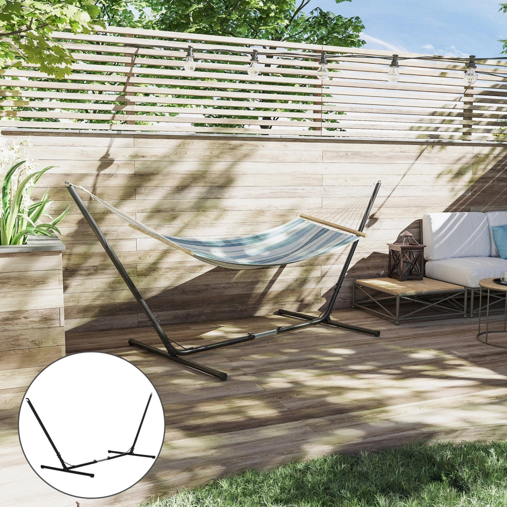 Supporto per Amaca da Giardino Regolabile ¨C Xylo ¨C Metallo Nero 313-388x109x116 cm