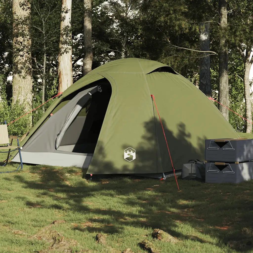 Tenda da Campeggio | Tenda Familiare a Cupola 3 Persone Verde Oliva Impermeabile