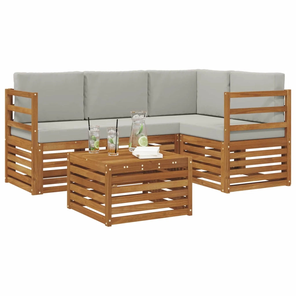 Set di divani da esterno 5 pcs Grigio Naturale e Chiaro 3374751