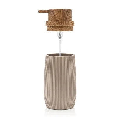 Set accessori bagno tortora cannettato con finitura effetto legno 5 pezzi Blob