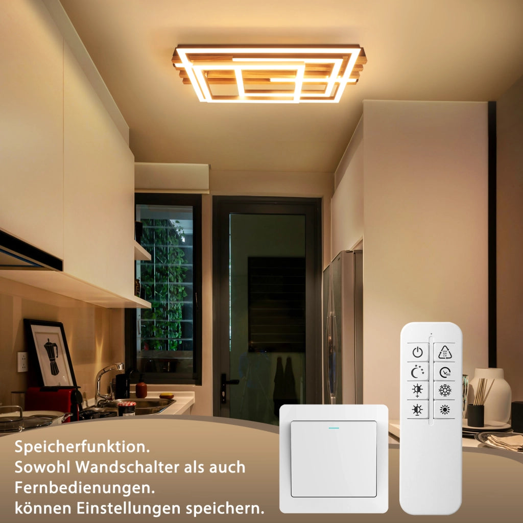 ZMH Plafoniera LED rettangolare moderna nera 41W con funzione memoria e telecomando incluso adatta per cucina soggiorno