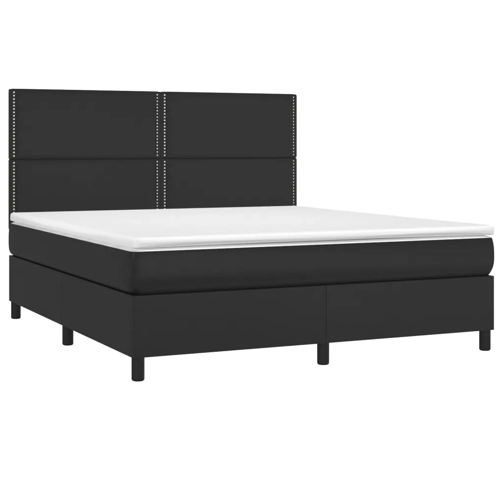 Giroletto a Molle con Materasso e LED Nero 180x200cm Similpelle 3135897