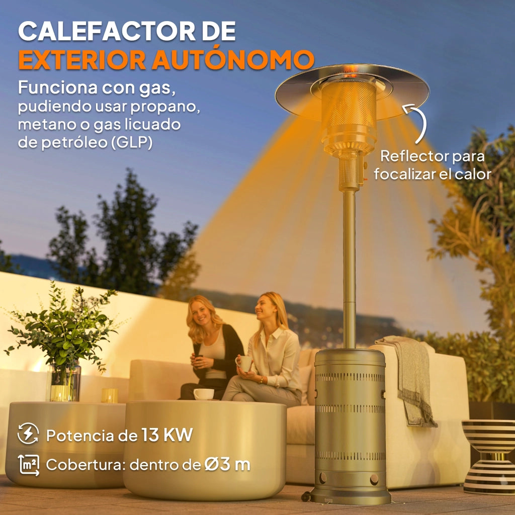 Stufa a Gas Butano Portatile 13000W con Sistema Antivuelco e Ruote ¨C zephmum ¨C Grigio 82x82x222 cm