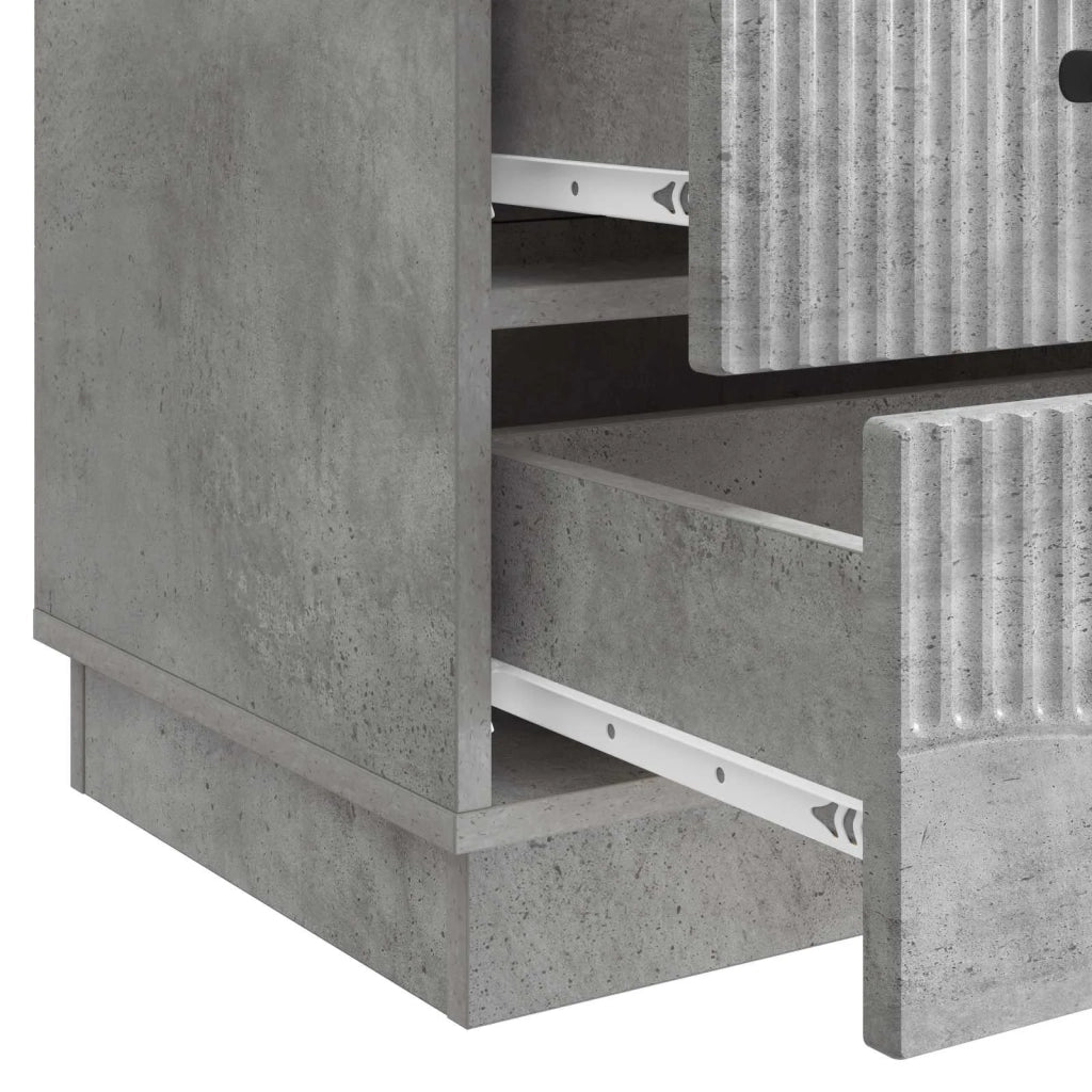 Comodino | Armadio da Notte | Mobiletto da notte con cassetto Grigio Cemento 43 x 41 x 63,5 cm