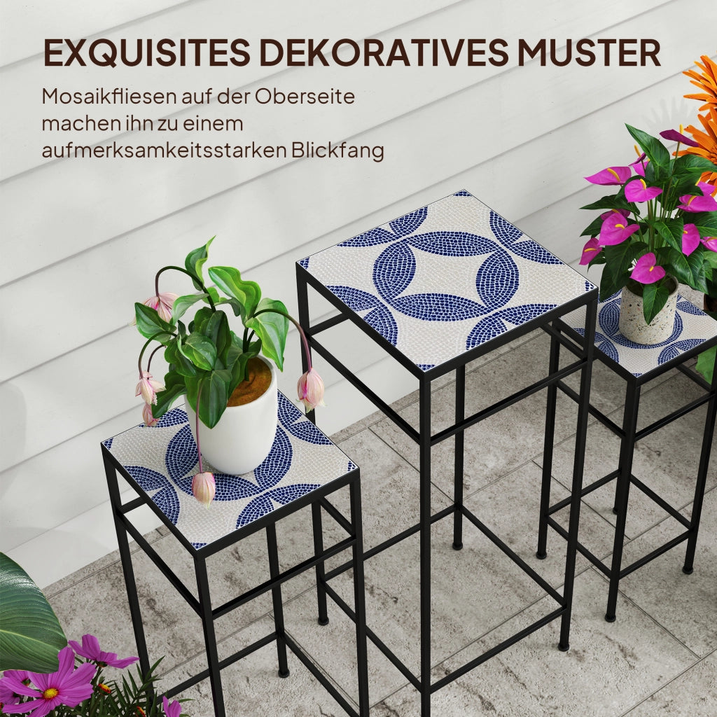 PORTAFIORI Set da 3 pezzi in metallo blu