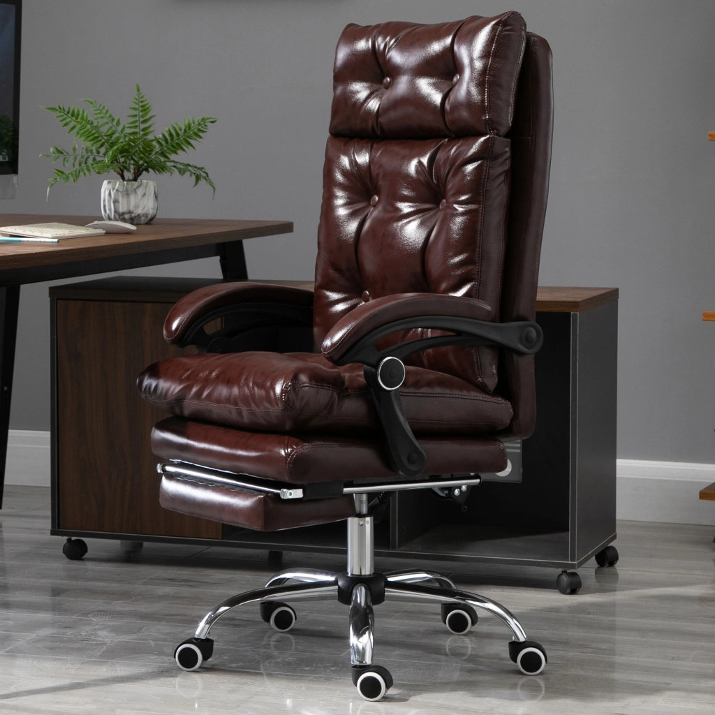 Sedia da ufficio ergonomica ¨C zephmum ¨C regolabile in altezza schienale inclinabile poggiapiedi retrattile marrone