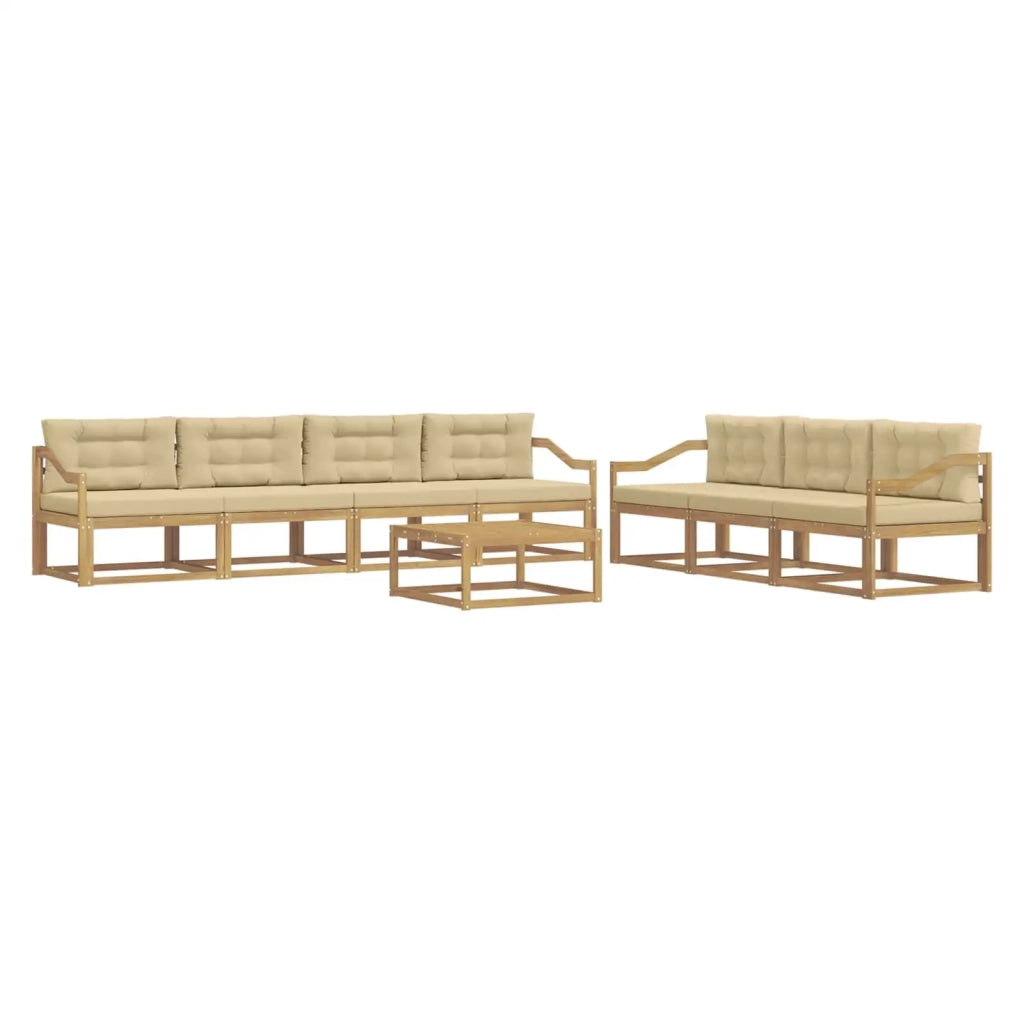 Set di divani da esterno 7 pz Bianco e Beige 3386182