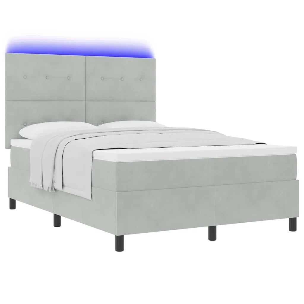 Letto a Sorgente LED Grigio chiaro 160 x 200 cm Velluto 3343322