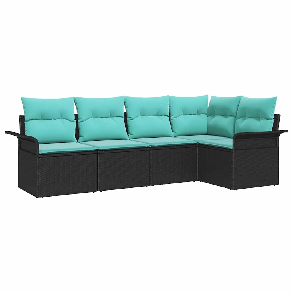 Set Divano da Giardino con cuscino 5 pcs Nero polyrattan 3345366
