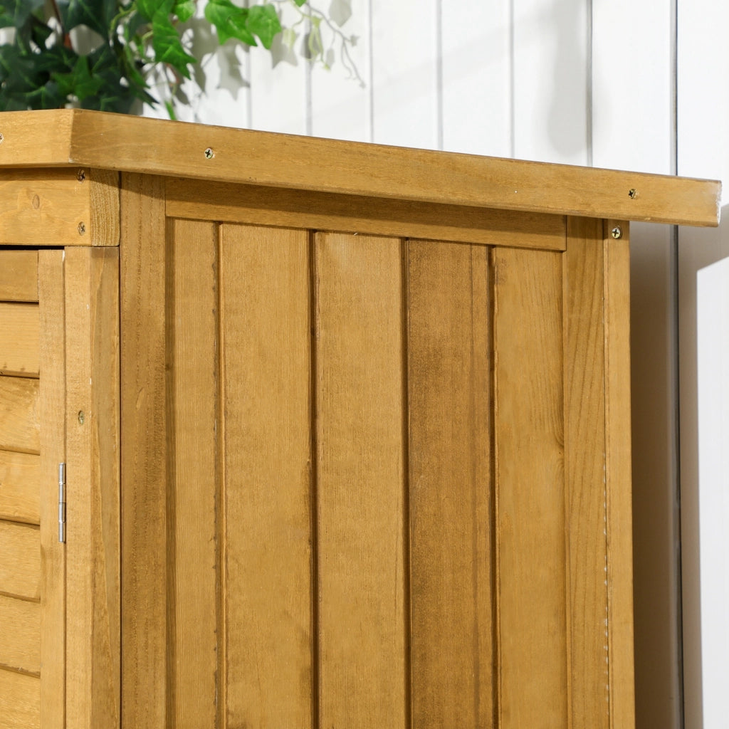 Casetta da Giardino Legno, Armadio Esterno Porta Attrezzi con 3 Mensole, Legno Impermeabile, 87x46x160, Marrone