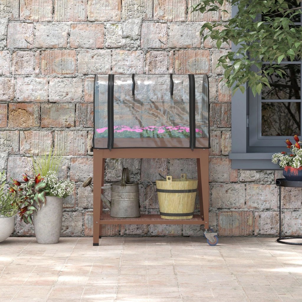 Serra da giardino con telo trasparente e scaffale ¨C Xylo ¨C 80x40x120 cm con ruote