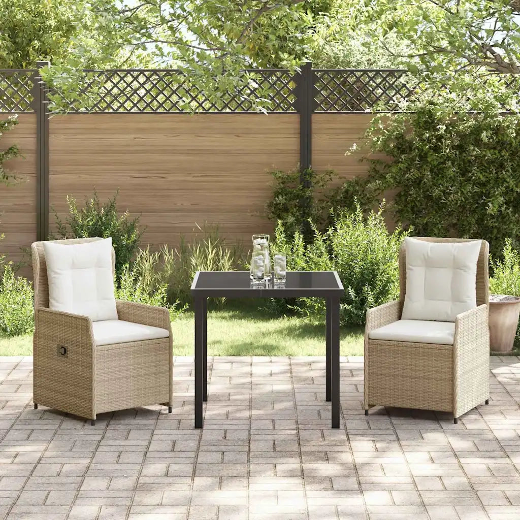 Set da Pranzo per Giardino 3 pcs Beige e Grigio Chiaro