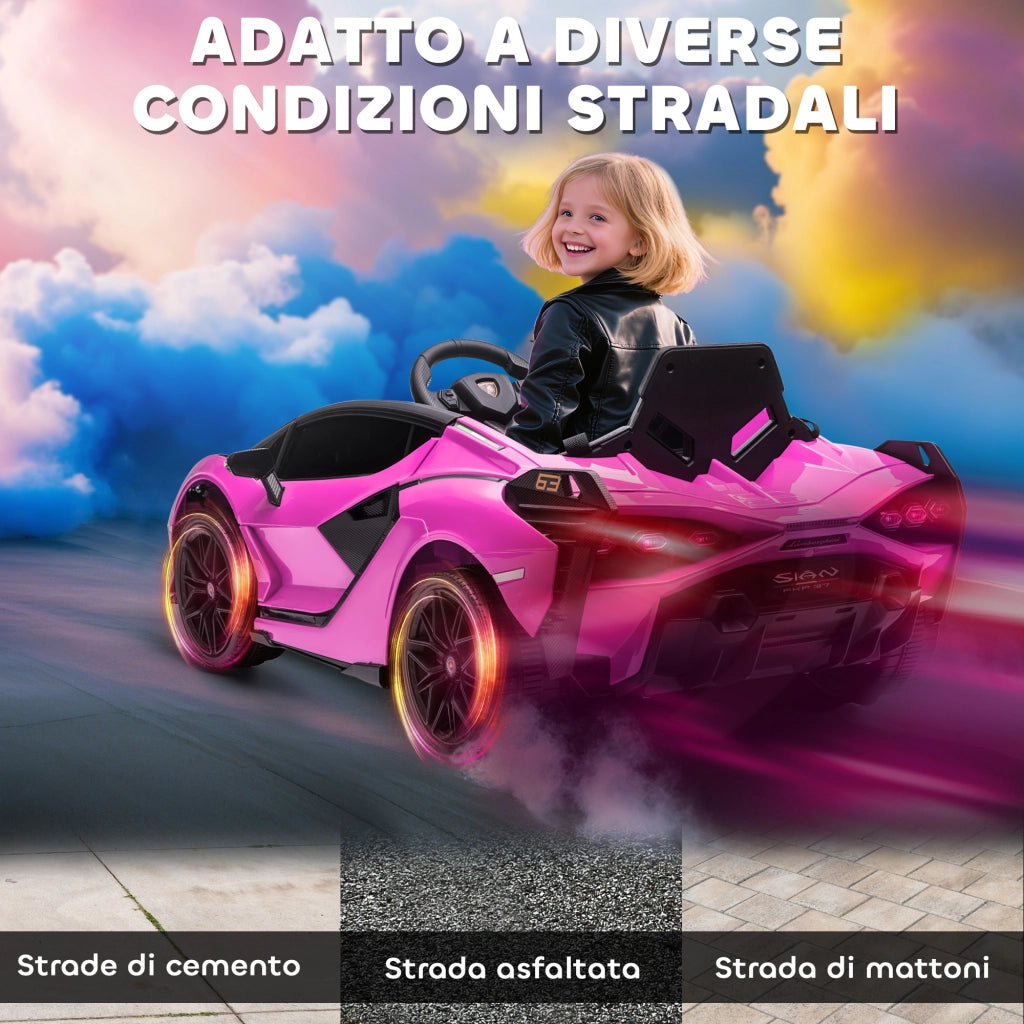 Auto Elettrica Bambini Lamborghini 12V con Telecomando ¨C Minimal ¨C Rosa