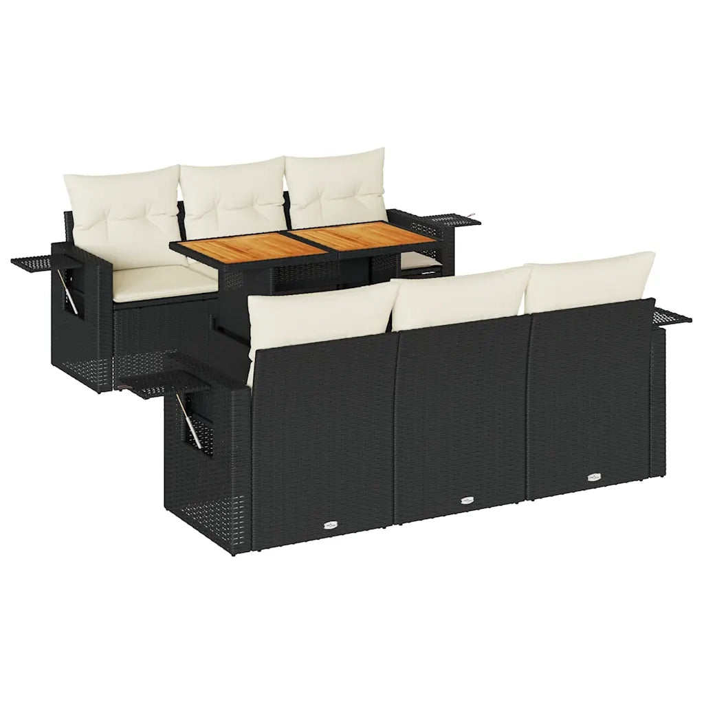 Set Divani da Giardino con Cuscini 7pz Nero Polyrattan 3327108