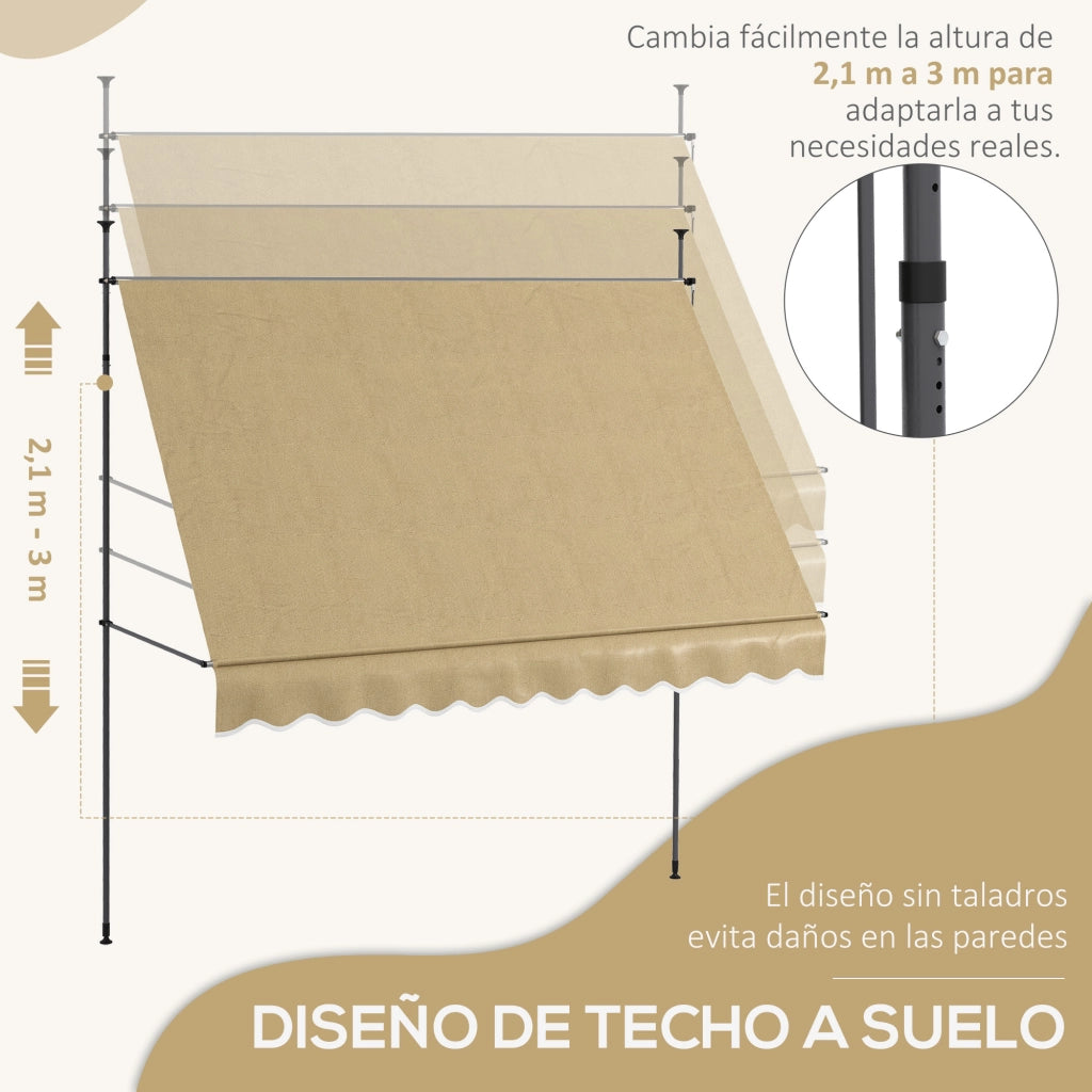 Toldo Retrattile Manuale con Manovella ¨C Minimal ¨C Beige 300x120x210-300 cm