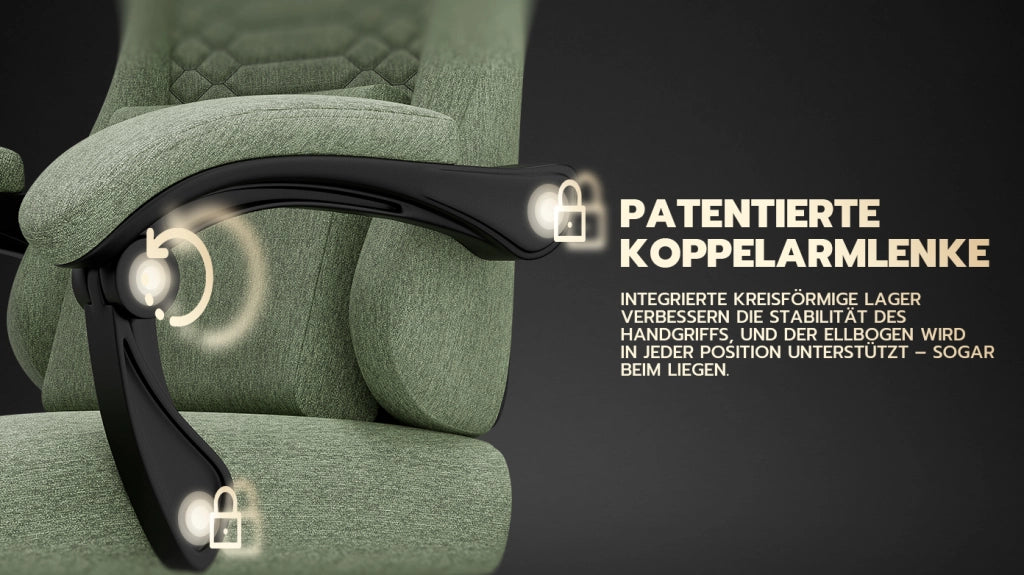 Sedia Gaming Ergonomica ¨C MINIMAL ¨C Tessuto, Verde, con Poggiatesta e Poggiapiedi