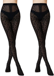 Pantaloni da donna 2 pezzi - Disegno leopard - Pantaloni sexy - Comodi - Nylon - Unico modello - Calze integrate