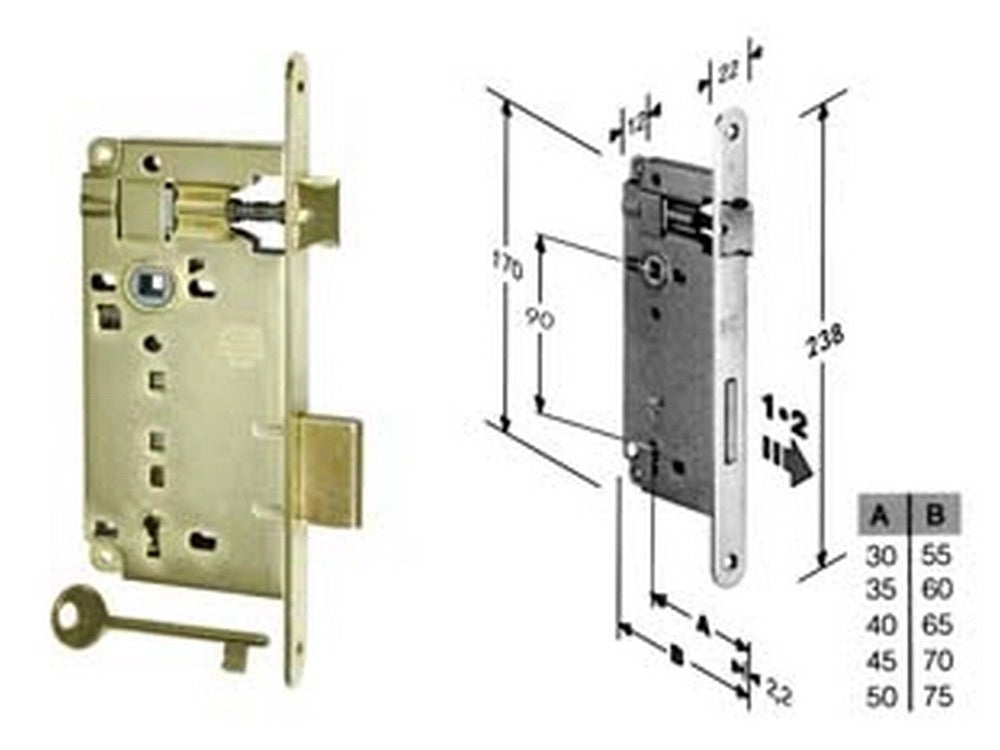 1pz serratura bussola infilare bordo tondo ottonato mm40 bordo acciaio cod:ferx.fer203999