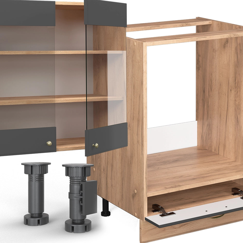 Cucina componibile Fame-Line Antracite rustico/Rovere dorato 300 cm senza piano di lavoro Vicco