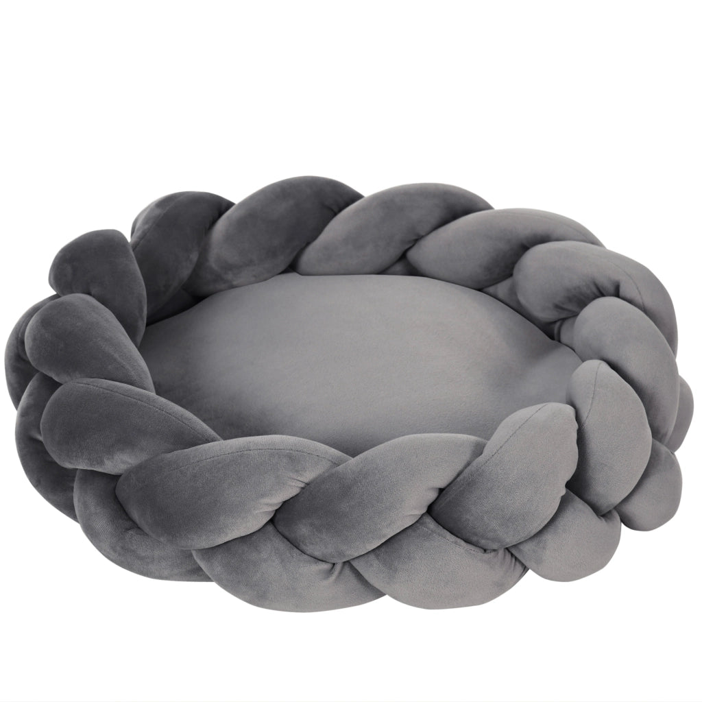 Letto per Cane Piccolo Lavabile con Cuscino e Corda in Cotone ¨C zephmum ¨C Grigio 55x55x14 cm