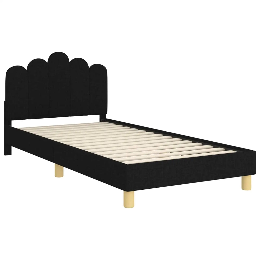 Struttura letto bambini con testata-Giroletto per bambini Nero 90 x 200 cm Tessuto 132026