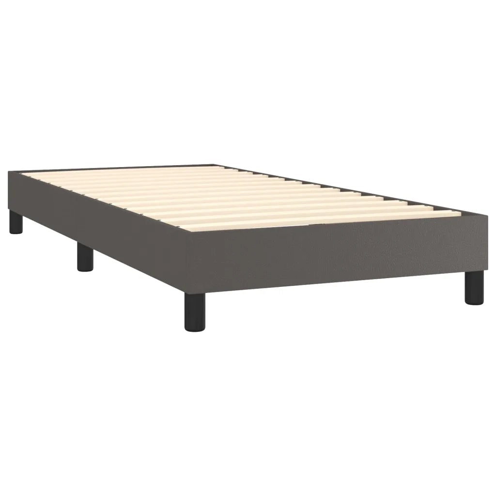 Letto singolo | Letto per adulti | Giroletto a Molle con Materasso Grgio 90x200 cm in Similpelle