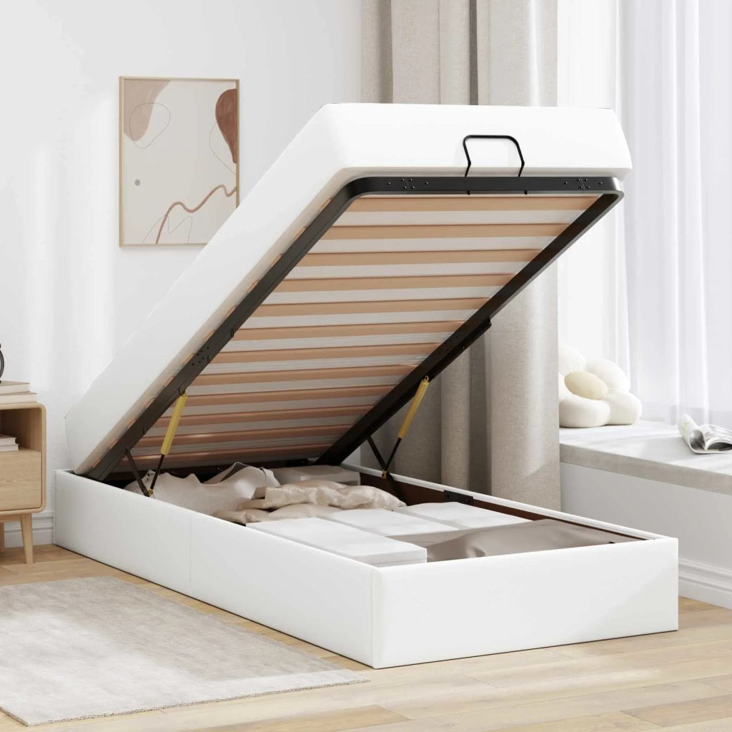 Struttura letto con materasso con materasso 2 pcs Bianco PVC