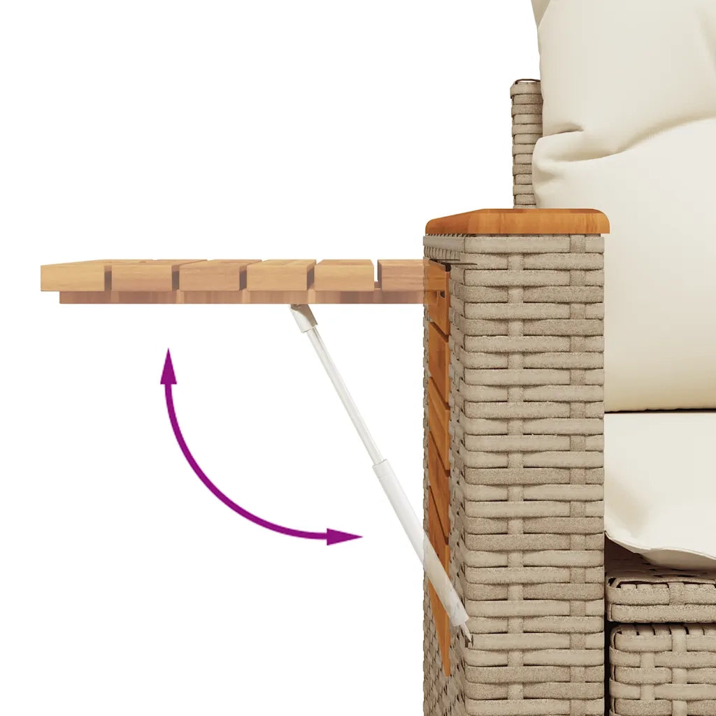 Set Divano da Giardino 6 pz con Cuscini Beige in Polyrattan