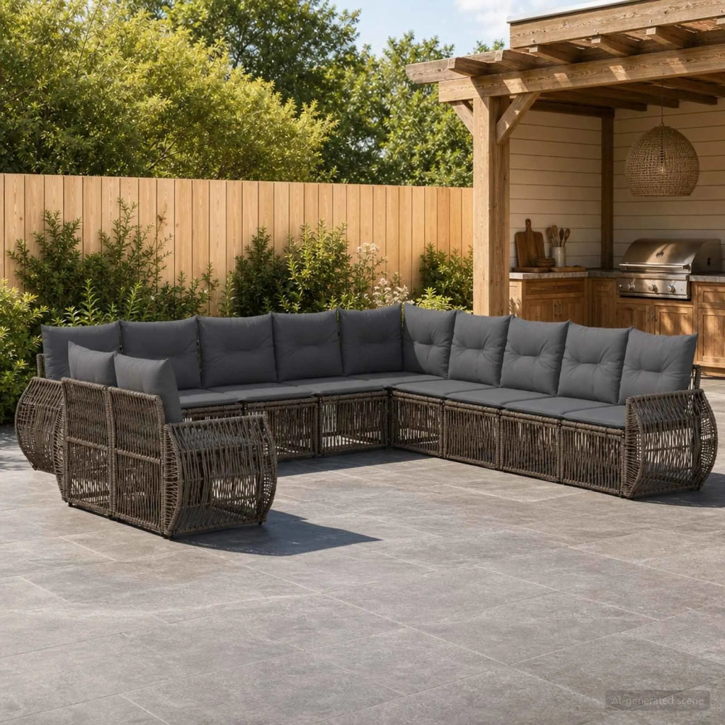 Set Divano da Giardino 11 pz Grigio e Grigio Scuro polyrattan 3435470