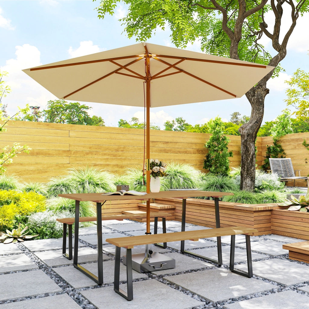 Set tavolo da pranzo allungabile in legno per 6 persone con 2 panche ¨C Xylo ¨C 178x76x77 cm naturale